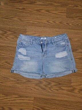 Kensie Light Blue Distressed Denim Shorts